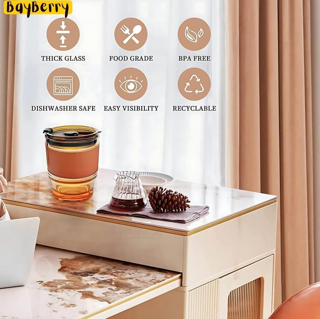 Bayberry Glass Tumbler with Glass straw and Lid | 435 ml - Image 4