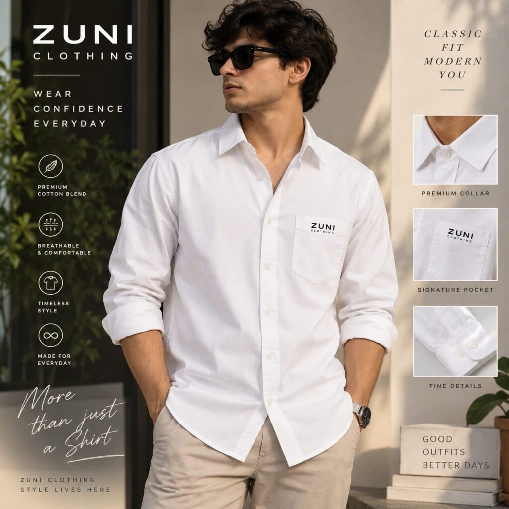 Zuni Men Non Iron Wrinkle Resistant high stretch breathable shirt | 100% Polyster | Machine Wash